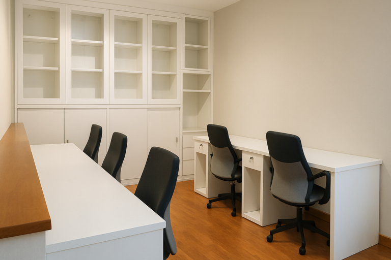 Interior Kantor Minimalis dengan Workstation Custom