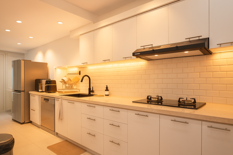 Kitchen Set Minimalis Modern dengan Layout Linear